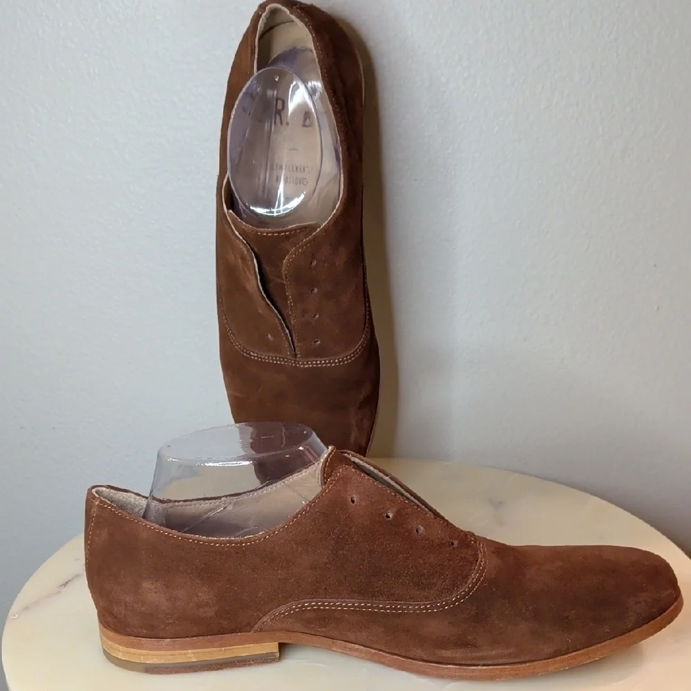 Brown Suede Derby Style Shoes